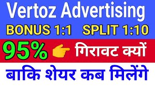 vertoz 95 निचे  vertoz share latest news  vertoz advertising limited share price  bonus amp split [upl. by Carry247]