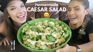 VEGAN CAESAR SALAD RECIPE amp MUKBANG [upl. by Marteena]