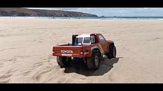 Tamiya Toyota Prerunner Beach Trucking Feat Bros Green Scorcher [upl. by Fin666]