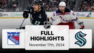 NHL Highlights  Rangers vs Kraken  November 17 2024 [upl. by Opportina]