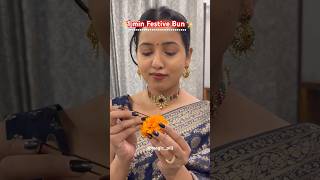 1 minute Festive Bun ❤️✨  Magic Pill hairhacks hairbun easybunhairstyle diwali2024 ootd grwm [upl. by Mikol]