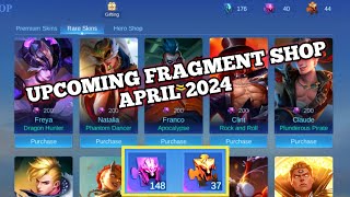 Upcoming Fragment Shop April 2024  Fragment Shop Update  Mobile Legends ✓ [upl. by Nauqram]