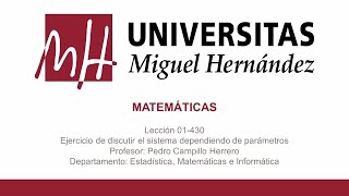 Lección 01430 Ejercicio de discutir el sistema dependiendo de parámetros [upl. by Vachil]