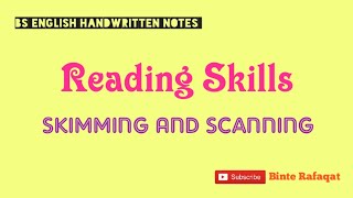 Reading Skills  Skimming And Scanning [upl. by Avron885]