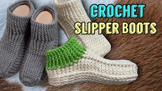 CROCHET  Crochet Slipper Boots  How to Crochet House Slipper [upl. by Aizatsana638]