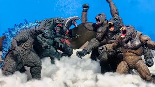 3 GODZILLA vs 3 KING KONG Part 123 Together an epic battle HD [upl. by Oemac345]