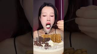 Chocolate Cream Bowl🍰food eating broadcast  Eat Sweet foodie [upl. by Ayak]