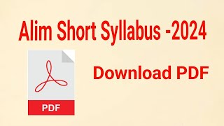 Alim 2024 Short Syllabus PDF Download Link  আলিম ২০২৪ সংক্ষিপ্ত সিলেবাস পিডিএফ ডাউনলোড লিংক [upl. by Rosenquist]