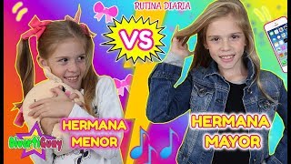 RUTINA DE DÍA HERMANA MAYOR VS HERMANA PEQUEÑA EXPECTATIVA VS REALIDAD DE TENER HERMANOS [upl. by Acimot]