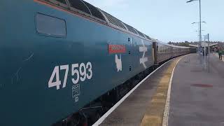 47593 Gallyway Princess and 47712 Lady Diana Spencer departing Weymouth for Norwich [upl. by Lorenzana]