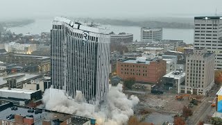 5th amp Main St  Evansville tower implosion [upl. by Lleddaw529]