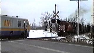 Near Fatal Head on Via Train CP Freight Smithfalls 2 [upl. by Anihc]