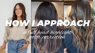 HOW I APPROACH  a full head highlight color correction tutorial [upl. by Alyahc303]