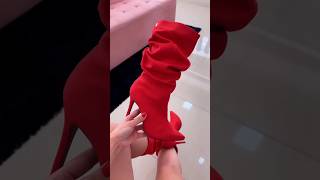 Red Long Boots Trends 2024 shorts viral trending boots heels highhheels shoes [upl. by Nilok]