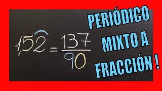 Pasar de expresión decimal periódica mixta a fracción  FACIL [upl. by Elaynad]