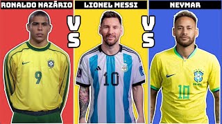 Ronaldo Nazario vs Messi vs Neymar  Who is the Ultimate Football Legend [upl. by Annavaig]