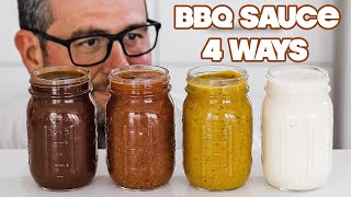 Making Homemade BBQ Sauce 4 Ways » Sweet  Vinegar  Mustard  White [upl. by Meter]