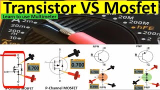 NPN Tansistor and PNP Transistor VS Nchannel MOSFET and Pchannel Mosfet  How to use Multimeter [upl. by Soph]