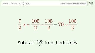 Solve 707x15x1449 Linear Equation Video Solution  Tiger Algebra [upl. by Aray]