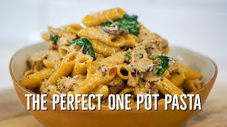 One Pot Creamy Garlic Mushroom Chicken Pasta [upl. by Ainuj]