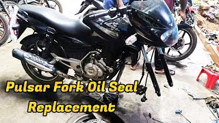 Bajaj Pulsar Front Fork Oil Seal amp Fork Oil Replacement [upl. by Lukey]