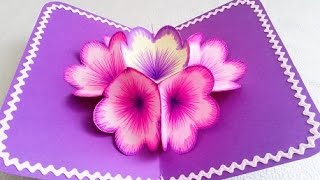 DIY 3D flower POP UP card [upl. by Tobye]