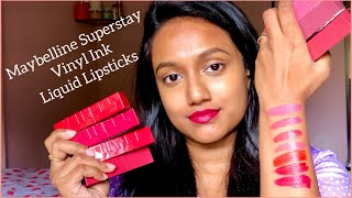 Maybelline Superstay Vinyl Ink Liquid Lipsticks  Swatches amp Review [upl. by Ydroj180]