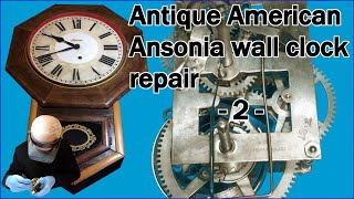 Antique American Ansonia wall clock service  Part 2 americanclockrepairs AnsoniaClocks [upl. by Woodruff294]