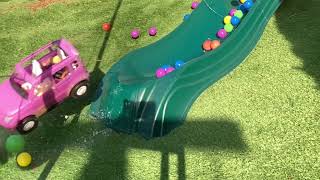 Barbie cars racing down slide in slow motion [upl. by Edsel174]