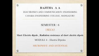 VTU MICROWAVE AND ANTENNAS18EC63 M4 L4 Short electric dipole [upl. by Koblick]