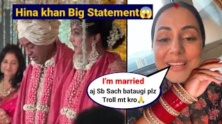 Hina Khan Secretly Married Aged Man Hina Khan Reaction on her Wedding After Dating Rocky Jaswal [upl. by Reiche]