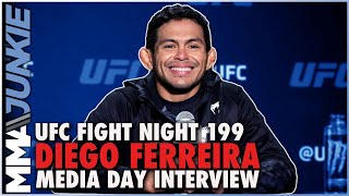 Diego Ferreira emotional discussing sons motorcycle accident  UFCVegas45 media day [upl. by Evelinn]