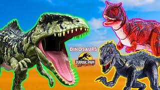 Amazing Jurassic World Dinosaurs TREX  Velociraptor Spinosaurus Megaraptor Giganotosaurus [upl. by Colene34]