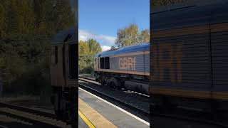 GBRf 66753  Chesterfield 111024 gbrf class66 gbrailfreight chesterfield station train [upl. by Dnaletak]