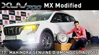 XUV700 MX MODIFIED WITH 17 INCH MAHINDRA GENUINE DIAMOND CUT ALLOYS amp FOG LAMPS📞98201 87037 [upl. by Ynottirb26]