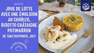 Joue de lotte émulsion au chorizo risotto châtaigne potimarron [upl. by Drawoh829]