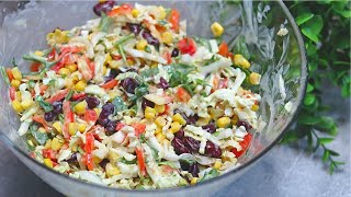 Leckerer Salat in 5 Min Ich werde nie müde den Salat zu essen Chinakohl mit Mais Bohnen Rezept [upl. by Amaleta209]