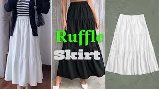 DIY easy Tiered maxi Skirt  How to Make Tiered Ruffle Skirt from ScratchBeginner Friendly Tutorial [upl. by Aiciram]