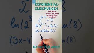 EXPONENTIALGLEICHUNGEN LÖSEN mathematik maths youtubeshorts [upl. by Neerihs]