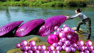 😱🎁Giant purple clams with desirable purple pearls inside each one so highquality and charming [upl. by Reitrac]