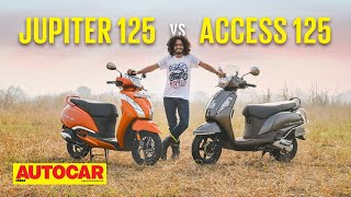 TVS Jupiter 125 vs Suzuki Access 125  The Better Family Scooter  Comparison  Autocar India [upl. by Aziram]