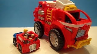 RESCUEBOTS MOBILE HEADQUARTERS TRANSFORMERS PLAYSET WITH OPTIMUS PRIME VIDEO TOY REVIEW [upl. by Rahcir]