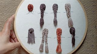 8 beautiful hair embroidery tutorial  Girl and hair embroidery tutorial  Embroidery for beginners [upl. by Nosliw]