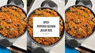 SPICY GIZZARD JOLLOF RICEPEPPERED GIZZARD JOLLOF RICEHOW TO MAKE GHANAIAN JOLLOF RICE jollof [upl. by Allekram]