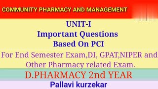 Important question  Community Pharmacy and Management  DPharmacy 2nd year Chapter 1 [upl. by Nesto541]