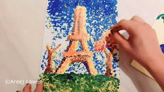 how to make pointillism painting eiffel tower george seurat [upl. by Verdie]