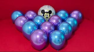 FUN MICKEY MOUSE MYLAR BALLOON AND LOTS OF CHROME BALLOONS POPPING l SATISFYING VIDEO [upl. by Ainirtak]