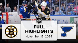 NHL Highlights  Bruins vs Blues  November 12 2024 [upl. by Peoples]