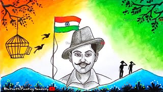 freedom fighter drawing special for Independence DayBhagat Singh drawing [upl. by Yentuoc]