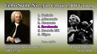 Bach Cello Suite No 3 Tortelier 1960 バッハ 無伴奏チェロ組曲第3番 トルトゥリエ [upl. by Norvan]